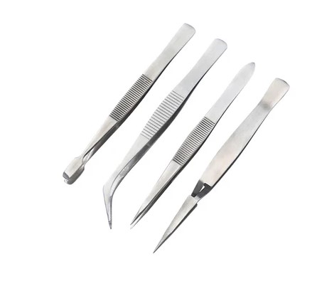 Stainless Steel Tweezer Set of 4