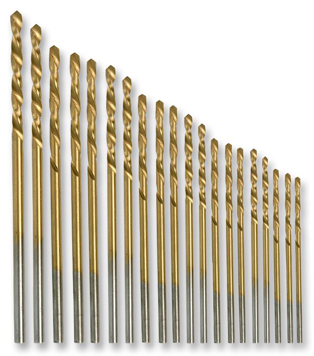 20 Piece Titanium Coated HSS Microbox Drill Set 0.3 - 1.6mm