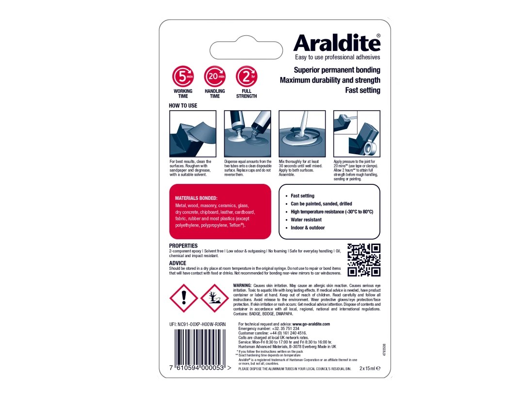 Araldite Rapid Tube 2 x 15ml - Image 3