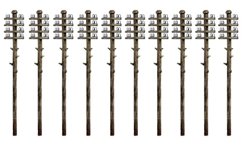 PECO Ratio N Gauge Telegraph Poles 10 Pack 211