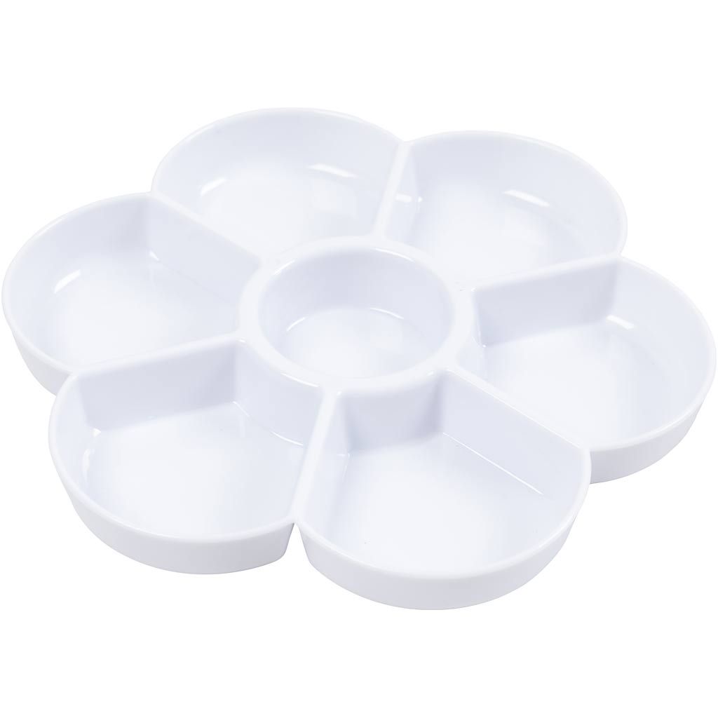 Plastic Daisy Palette with 7 Wells 17cm Dia