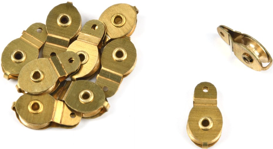 Mini Brass Pulley Block 6mm (Fixed Eye)