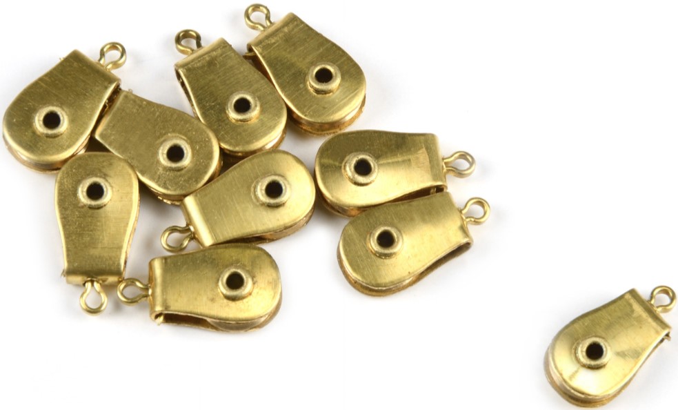 Mini Brass Pulley Block 6mm (Swivel Eye)