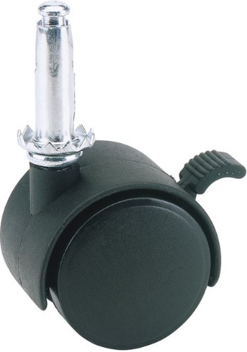 Twin Nylon S/Plug Castor+Brake 40mm 25kg