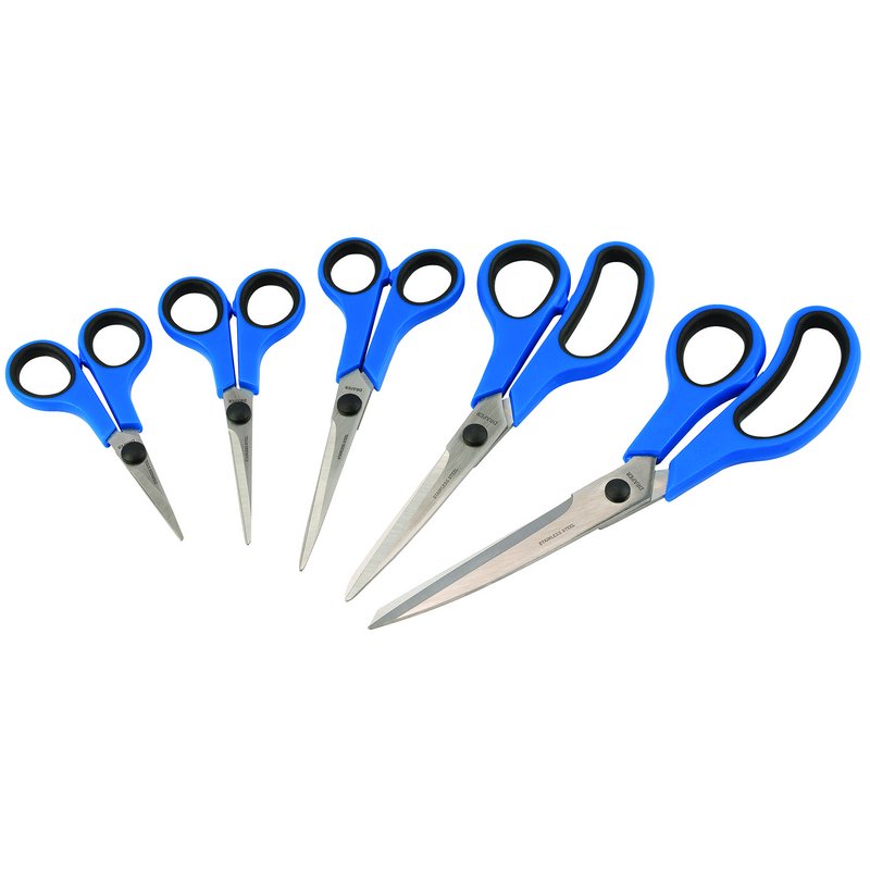 5PC Blue Soft Grip Household Scissor Set