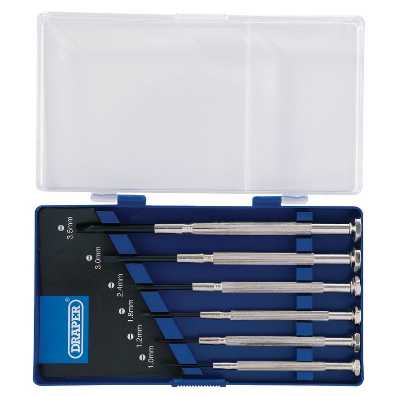 Draper 6 Pc Plain Slot Precision Screwdriver Set