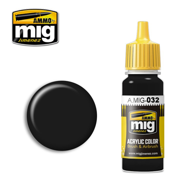 MIG Ammo Acrylic Paint 17ml Satin Black