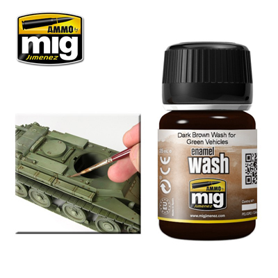 MIG Dark Brown Wash for Green Vehicles A.MIG-1005
