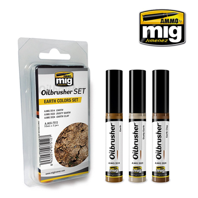 MIG Ammo 3 Piece Oilbrusher Set Earth Colours