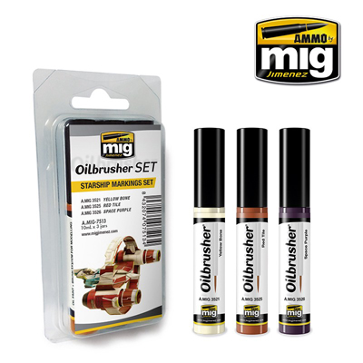 MIG Ammo 3 Piece Oilbrusher Set Starship Markings