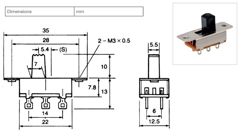 Std Slide Switch DPDT On-On - Image 2